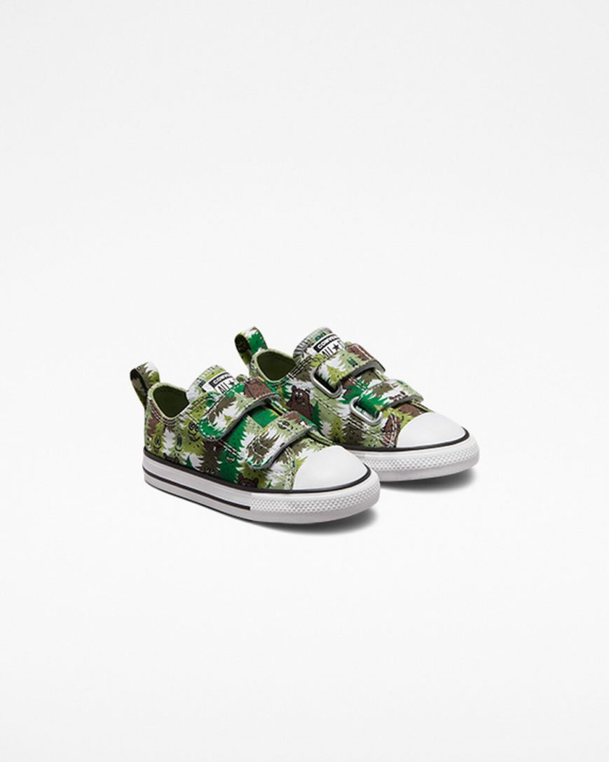 Tenisi Fete Converse Chuck Taylor All Star Easy-On Forest Camo Albi Verzi | RO RSOLX148